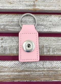 Pink Leather Snap Rectangle Keychain