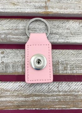 Pink Leather Snap Rectangle Keychain