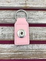Pink Leather Snap Rectangle Keychain