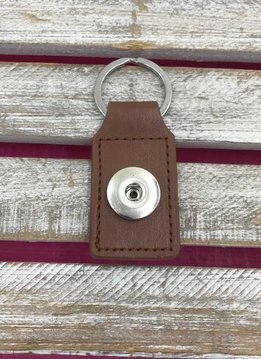 Brown Leather Snap Rectangle Keychain