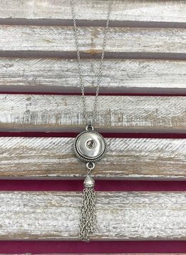 Silver Snap Necklace with Tassel Pendant