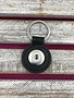 Black Leather Snap Round Keychain