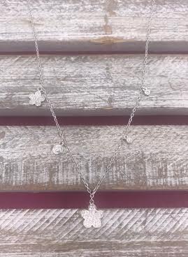 Italian Sterling Silver Flower Drop Necklace