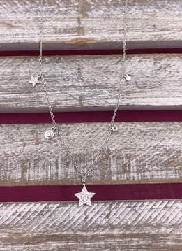 Italian Sterling Silver Star Drop Necklace