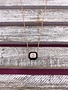 Italian Sterling Silver Black Square with Green Stone In Middle