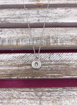 Italian Sterling Silver Round Fancy Pendant with a Loose Crystal