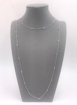 Italian Sterling Silver Double Stranded Chain with Blue Crystals