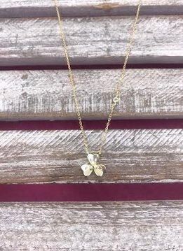 Italian Sterling Silver Gold Plated Three Leaf Clover Pendant Necklace