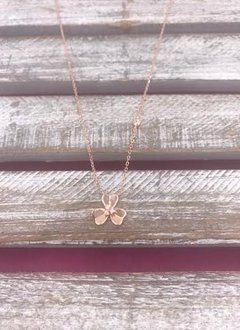 Italian Sterling Silver Rose Gold Plated Three Leaf Clover Pendant Necklace