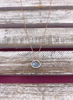 Italian Sterling Silver Rose Gold Plated Blue Quartz Necklace