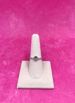 Italian Sterling Silver Circle Ring with a Loose Moveable Crystal Size 8