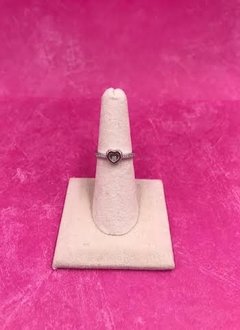 Italian Sterling Silver Heart Ring with a Loose Moveable Crystal Size 6