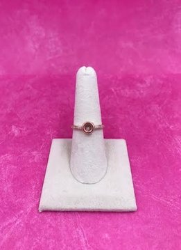 Italian Sterling Silver Rose Gold Plated Ring with a Loose Moveable Crystal Size 7