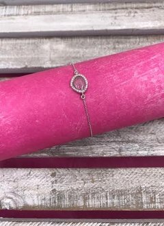 Italian Sterling Silver Oval Pink Quartz Adjustable Bracelet