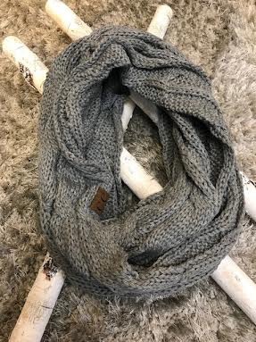 Light Melange Grey Knit Winter Infinity Scarf