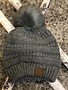 Light Melange Grey Knit Winter Hat with Color Matched Pom