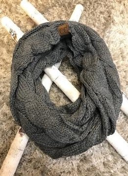 Dark Grey Knit Winter Infinity Scarf