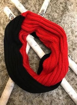 Red and Black Knit Winter Infinity Scarf