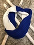 Blue and White Knit Winter Infinity Scarf