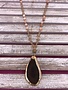 Pink Beaded Long Necklace with a Brown Stone Pendant