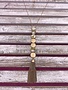 Gold Long Necklace with Circle Charms and a Chained Tassel