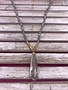 Gray Beaded Long Necklace with Crystal Stone