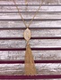 Long Gold Necklace with White Druzy and a Tassel