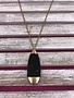 Gold Long Teardrop Black Beaded Necklace