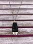 Silver Long Teardrop Black Beaded Necklace