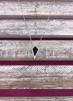 Sterling Silver Black Diamond Shaped Pendant