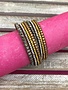 Brown Leather Wrap Bracelet with Rhinestones