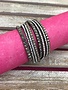 Gray Leather Wrap Bracelet with Rhinestones