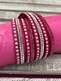 Hot Pink Leather Wrap Bracelet with Rhinestones