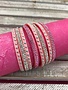 Light Pink Leather Wrap Bracelet with Rhinestones