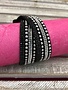 Black Leather Wrap Bracelet with Rhinestones