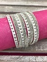 White Leather Wrap Bracelet with Rhinestones