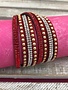 Red Leather Wrap Bracelet with Rhinestones