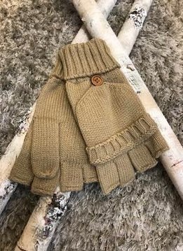 Camel Knit Open Finger Glove with Cover