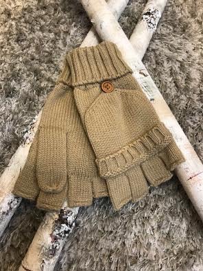 Camel Knit Open Finger Glove with Cover