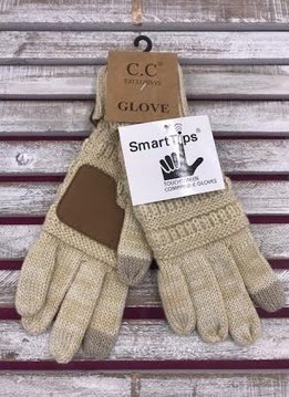 Beige Knit CC Smart Tip Gloves
