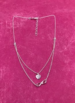 Italian Sterling Silver Simple Infinity and Heart Choker