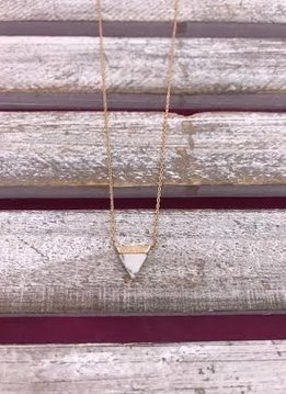 Gold Necklace with Triangle Marble Pendant