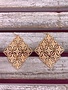 Gold Diamond Shaped Earrings with Intricate Design