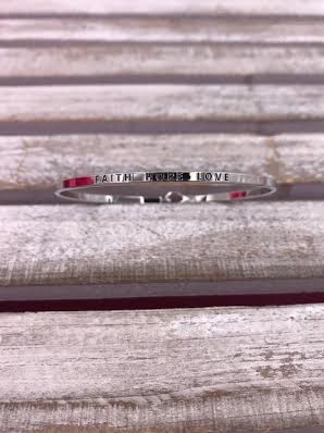 Silver “Faith Hope Love” Bangle