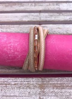 Pink Faux Leather Magnetic Clasp Bracelet