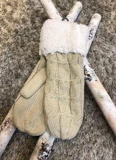 Cozy Beige Knit Mittens