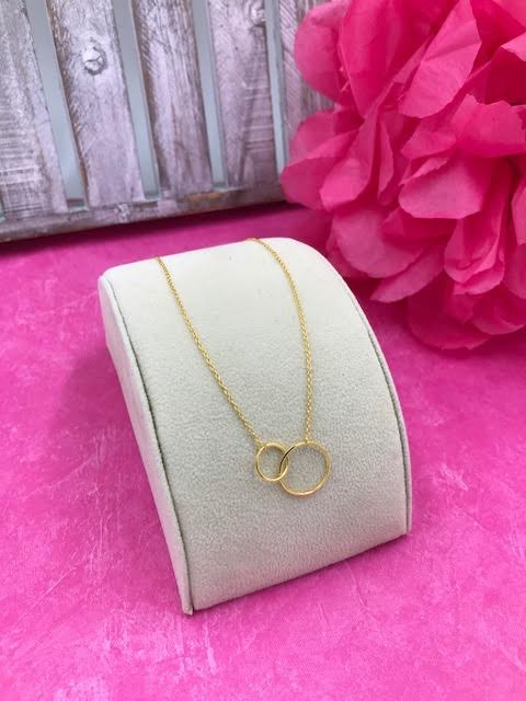 Sterling Silver 14K Gold Plated Link Circle Necklace