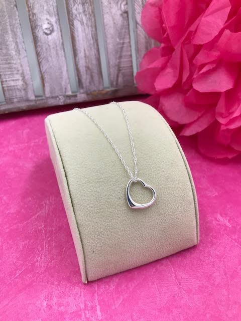 Sterling Silver 18 inch Open Heart Necklace