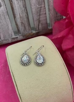 Sterling Silver Pear Shape Roman Glass Dangling Earrings
