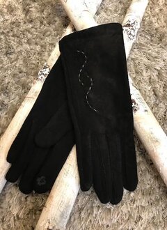 Black Cotton and Suede Gloves